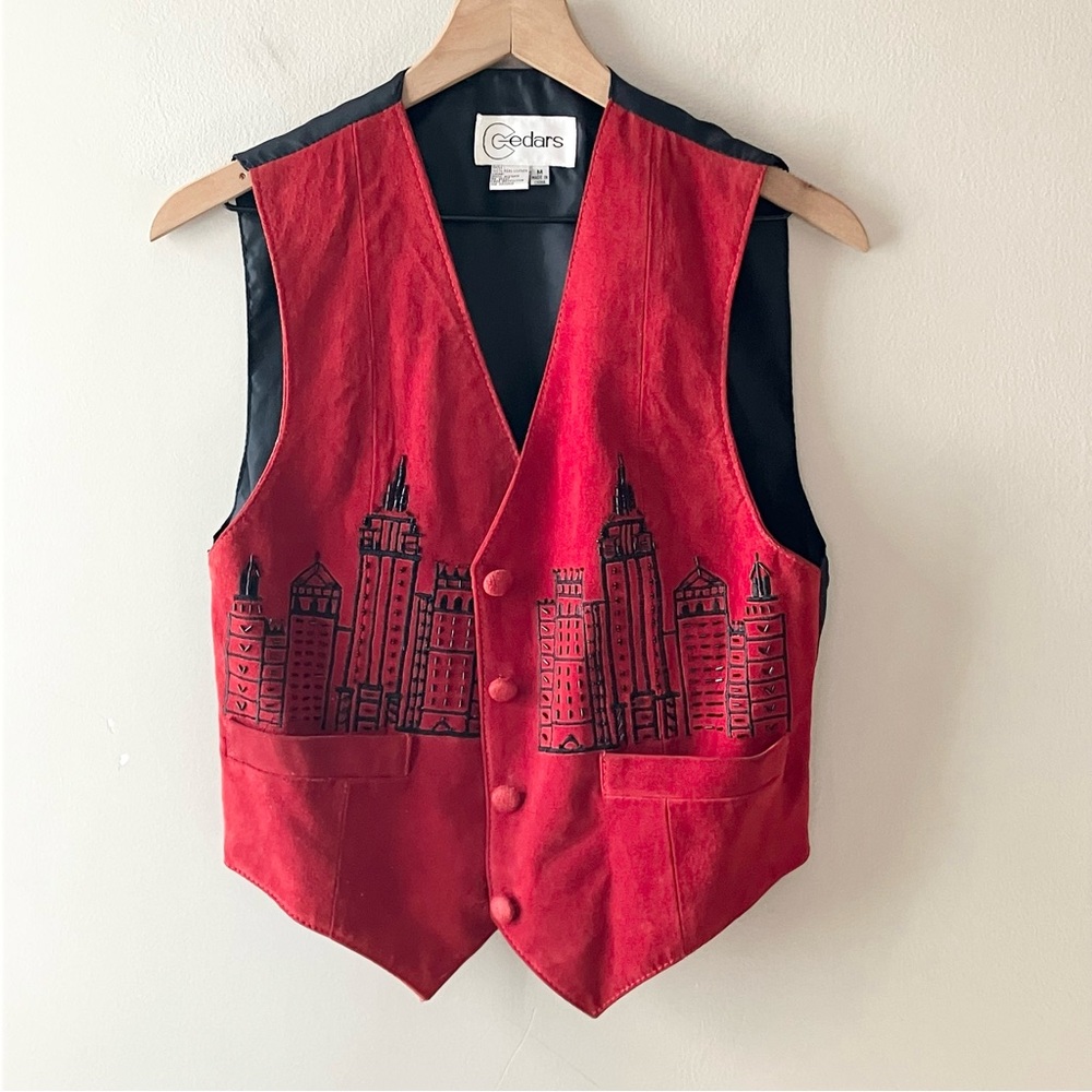 CEDARS Beaded Leather Skyline Vest